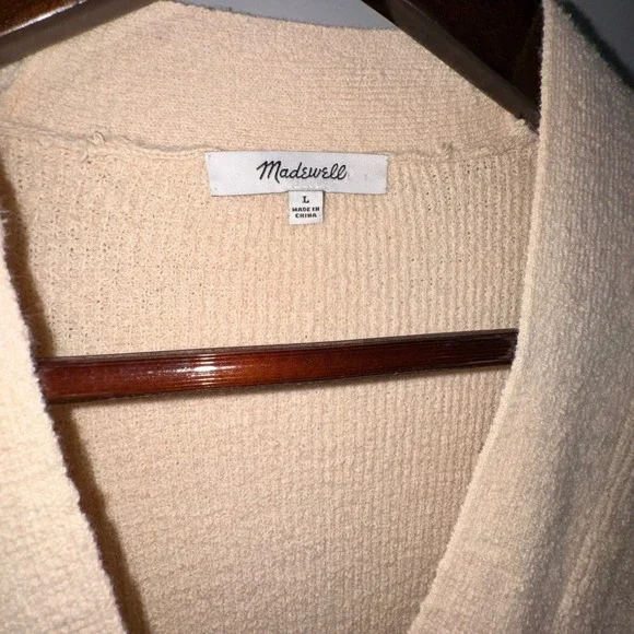 Madewell Birchmoor Cardigan Sweater Relaxed Fit Textured Ribbed Beige Large $98 - Picture 6 of 13
